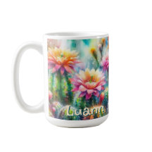 Suculenta Cactos Floridos Aquarela Personalizada