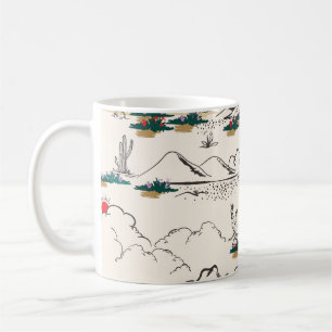 Caneca De Café Suculentes De Cactus: Vintage Desert Floral.