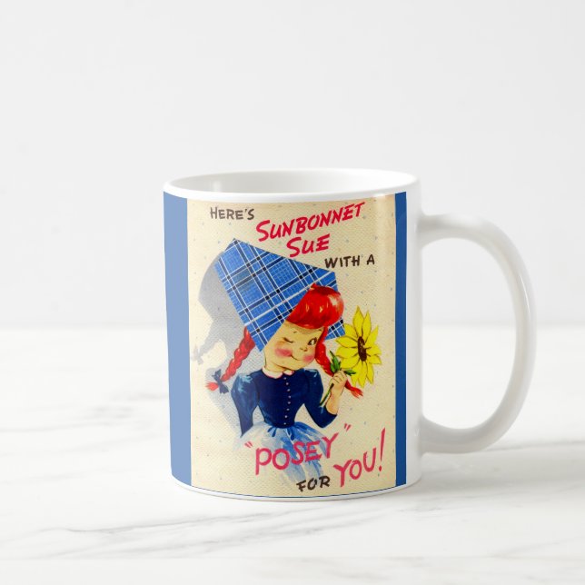 Caneca De Café Sue de touca de sol dos anos 1940 tem um ramalhete (Direita)