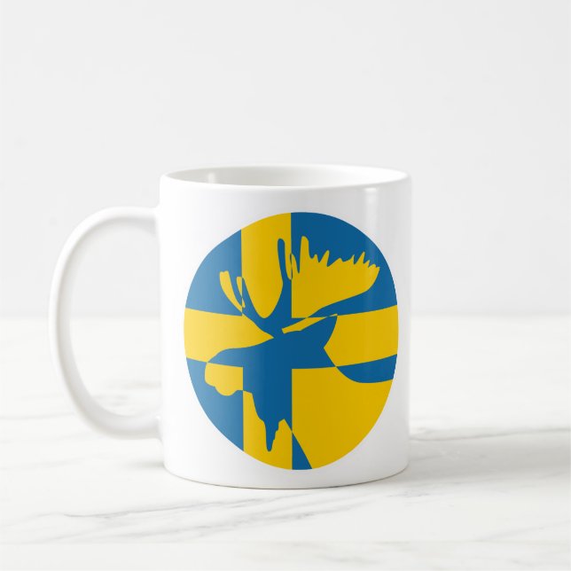 Caneca De Café Suecia Moose Bandeira Nacional Sueca (Esquerda)