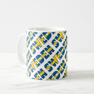 Caneca De Café Suecia Sinalizador Cores Tipografia Corações de 