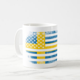 Caneca De Café Suecia sueco da bandeira   americana e design dos