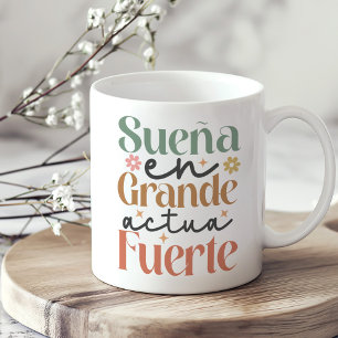 Caneca De Café "Sueña en Grande Actúa Fuerte" Boho Inspirational