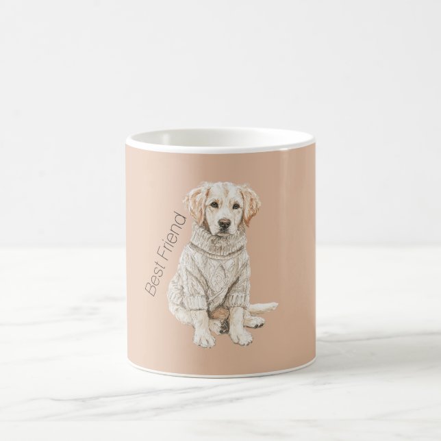 Caneca De Café Suéter de Cachorro Bege Melhor Amigo (Centro)