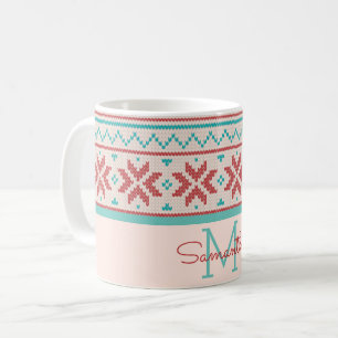 Caneca De Café Suéter de Inverno Nórdico Padrão de Tricô Falso Mo