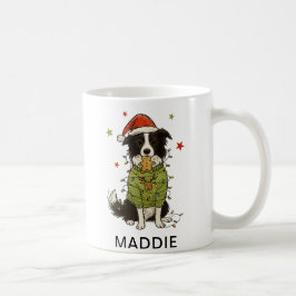 Caneca De Café Suéter de Luzes de Natal para Cachorro Border Coll