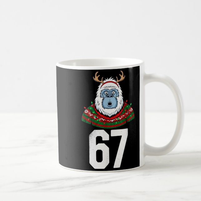 Caneca De Café Suéter de Natal Feio Yeti Gorila Rena 67  (Direita)