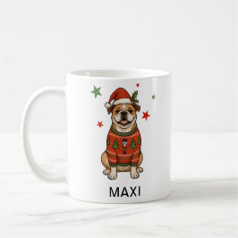 Caneca De Café Suéter de Natal Personalizado do Bulldog
