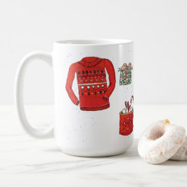 Caneca De Café Suéter de Natal, presente e cacau quente