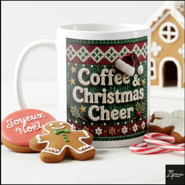 Caneca De Café Suéter de Tricô de Natal Café e Chapéu de Natal Sa (Criador carregado)