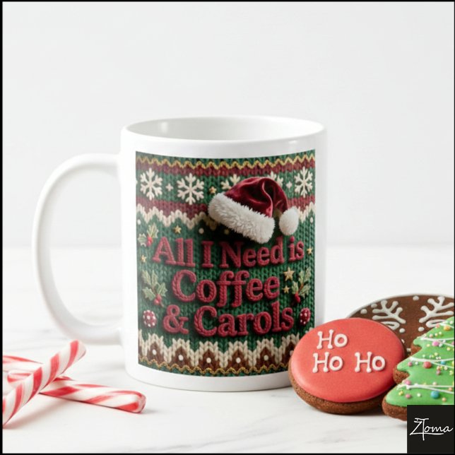 Caneca De Café Suéter de Tricô de Natal Tudo o que Preciso é Café (Criador carregado)