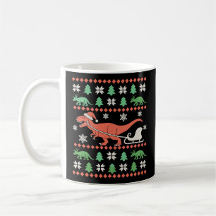 Caneca De Café Suéter Feio de Natal Dinossauro T Rex Xmas Férias