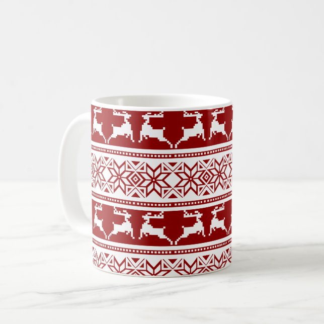 Caneca De Café Suéter Feio de Natal Rena (Frente Esquerda)