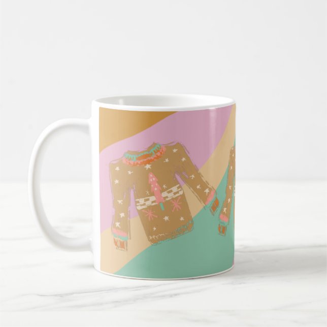 Caneca De Café Suéter Feio Groovy Natal Redemoinho Colorido (Esquerda)