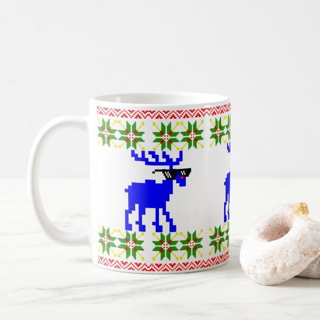 Caneca De Café Suéter Feio (Lide com Isso) Rena Natal (Com Donut)
