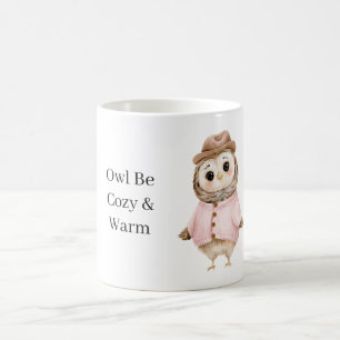 Caneca De Café Suéter Rosa de Chapéu de Coruja Aconchegante e Que