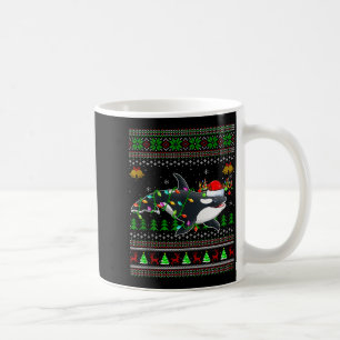 Caneca De Café Suéteres Feios de Natal da Baleia Orca Santa Anima