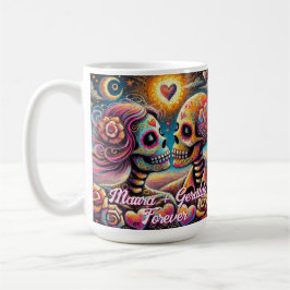 Caneca De Café Sugar Skulls in Love Chalk Pastel Personalized