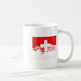Caneca De Café Suiça de Lugano, Suíça Flag Ski