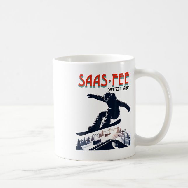 Caneca De Café Suiça Snowboard Saas fee (Direita)