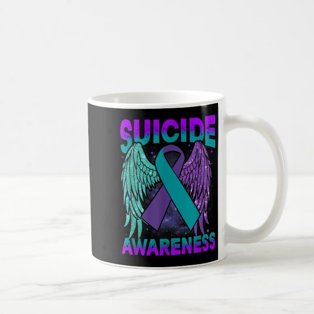 Caneca De Café Suicide Awareness Clothing Wings Ribbon Suicide Pr (Direita)