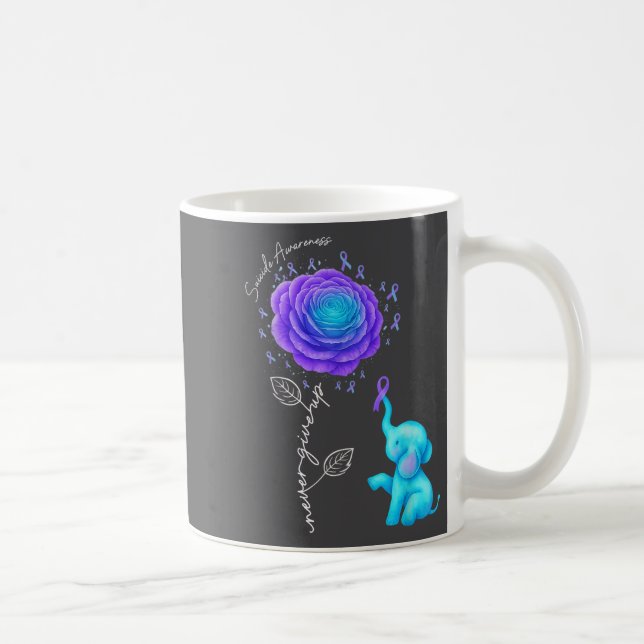 Caneca De Café Suicide Prevention Teal Purple Flower Elephant Rib (Direita)
