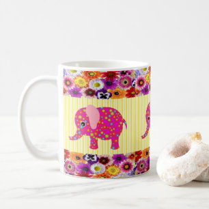 Caneca De Café Suíno Colorido Cor-de-Rosa, Tampão de Stripe Amare