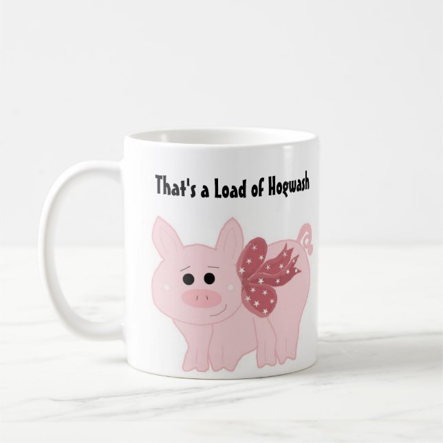 Caneca De Café Suíno Rosa Humorístico com Dizer (Esquerda)