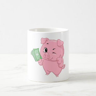 Caneca De Café Suíno Rosa Rico