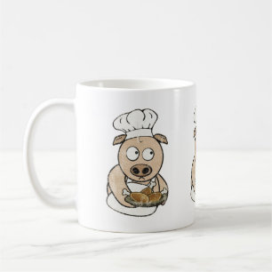 Caneca De Café Suíno Servindo Galinha