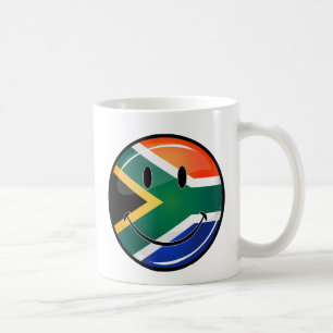 Caneca De Café Sul feliz redondo lustroso - bandeira africana