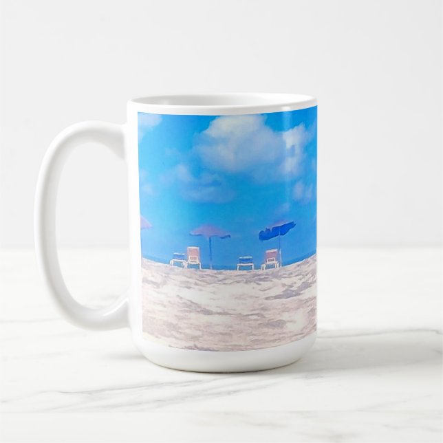 Caneca De Café Summer Beach Blue White (Esquerda)