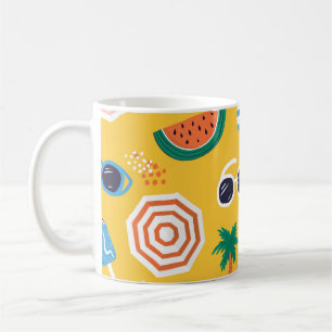 Caneca De Café Summer Beach: Padrão Colorido e Sem Costura