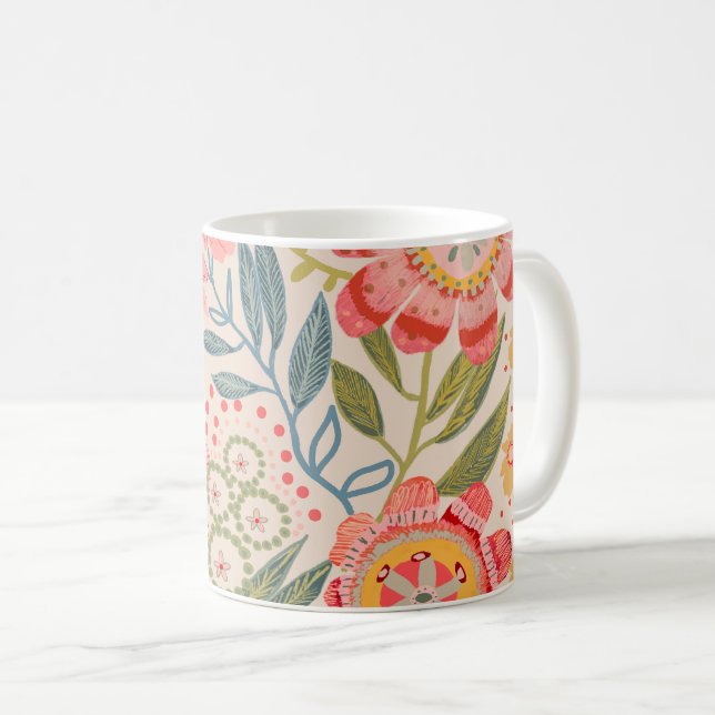 Caneca De Café Summer Garden Bold Blooms  (Frente Esquerda)