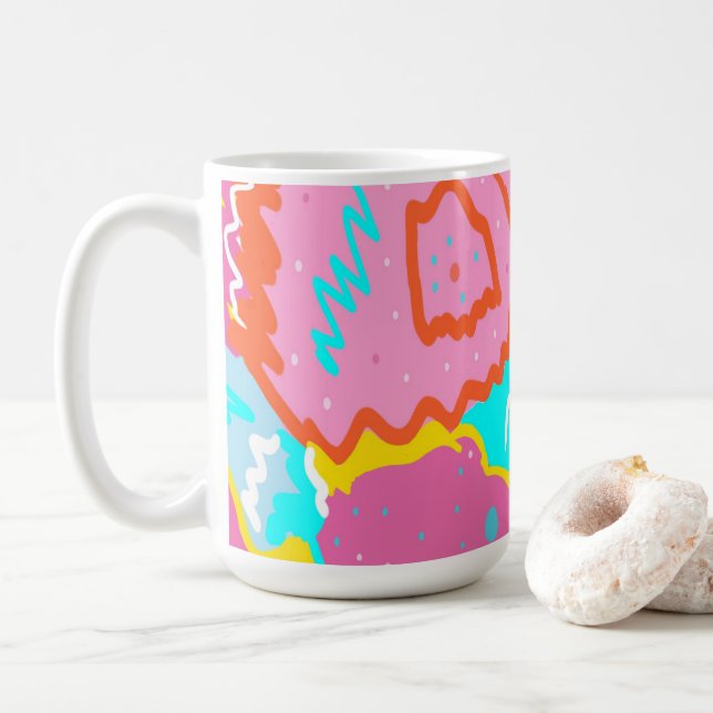 Caneca De Café Summer Poolside Vibes Abstrato Art (Com Donut)