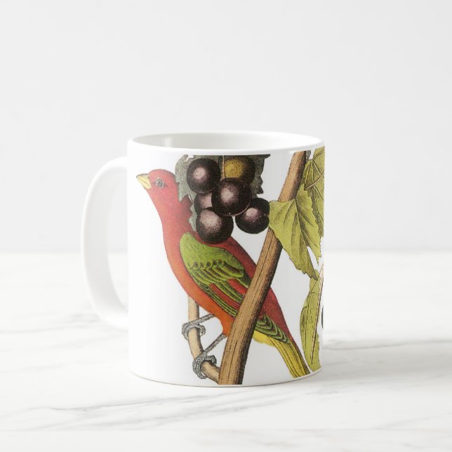 Caneca De Café Summer Tanager por Audubon (Frente Esquerda)