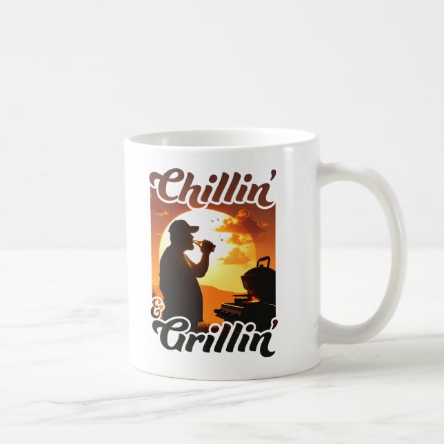 Caneca De Café Summer Vibes Chillin’ & Grillin’ Silhouette (Direita)