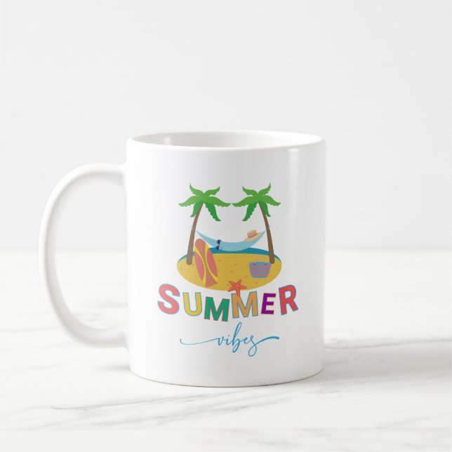 Caneca De Café Summer Vibes Palm Trees Beach (Esquerda)