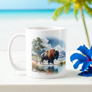 Caneca De Café Summer Watercolor American Buffalo