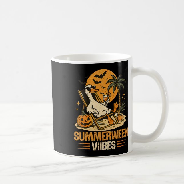 Caneca De Café Summerbetween Goose Spooky Halloween Pumpkin Beach (Direita)