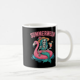 Caneca De Café Summerentre Mermaid Skeleton Beach Flamingo Hallow