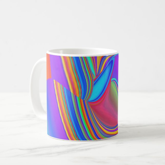 Caneca De Café Summersense, Abstrato 3D Rainbowart (Frente Esquerda)
