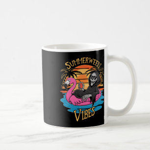 Caneca De Café Summerween Vibes Skeleton Flamingo Spooky Hallowee