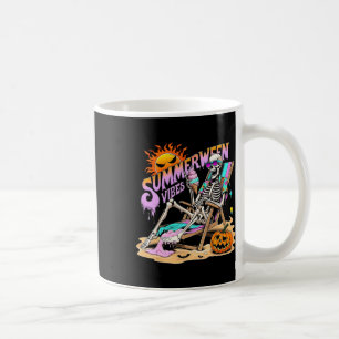 Caneca De Café Summerween Vibes Skeleton Pumpkin Férias Spooky