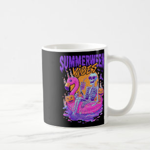Caneca De Café Summerween Vibes Skeleton Pumpkin Férias Spooky