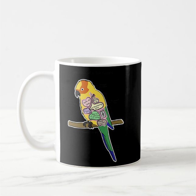 Caneca De Café Sun Conure - Anatomia do papagaio de uma conspiraç (Esquerda)