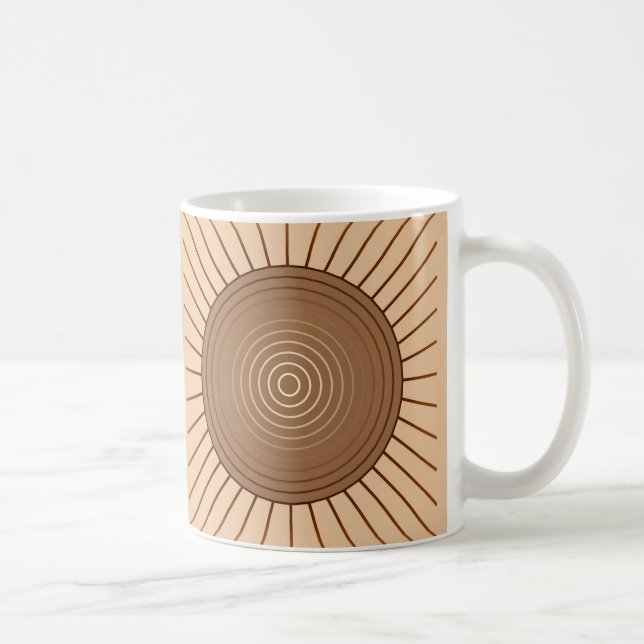 Caneca De Café Sunburst Geométrico Moderno - Brown e Tan (Direita)