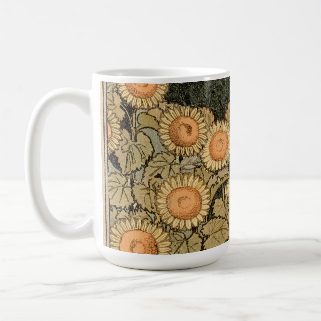 Caneca De Café Sunflower Art Nouveau Garden Grasset Woman (Esquerda)