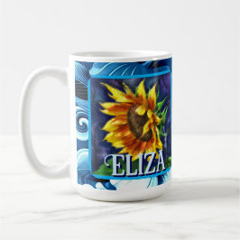 Caneca De Café Sunflower at Night Flower Floral Personalized