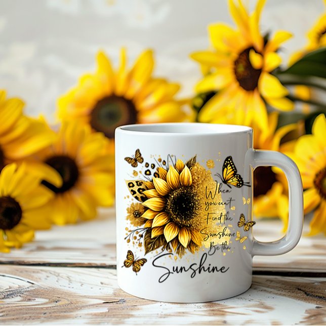Caneca De Café Sunflower Be the Sunshine Quote | (Criador carregado)
